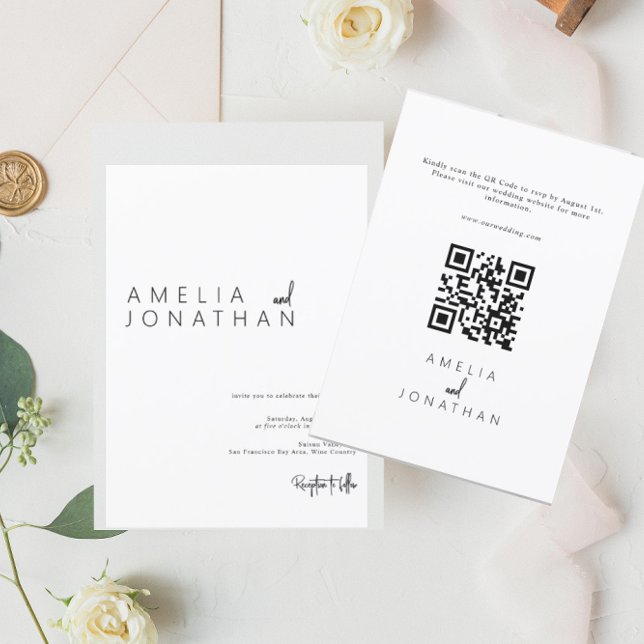Elegant Modern Minimalist Script Wedding Invitation (Creator Uploaded)