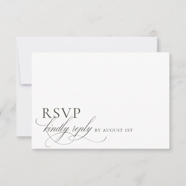 Elegant Modern Minimalist Script Wedding  RSVP Card (Front)