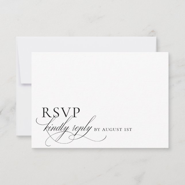 Elegant Modern Minimalist Script Wedding  RSVP Card (Front)
