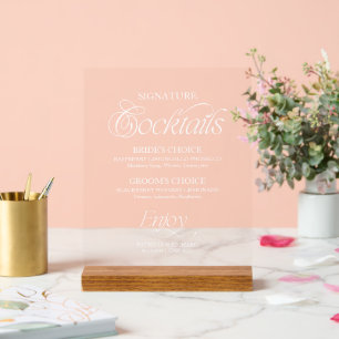 Elegant Modern Minimalist Signature Cocktails Sign