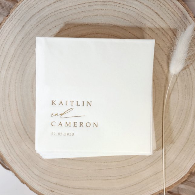 Elegant Modern Minimalist Simple Gold Wedding Foil Napkins (Modern simple minimalist wedding napkins - gold foil wedding napkins)