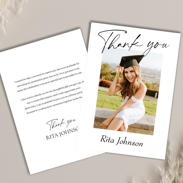 Elegant Modern Minimalist Simple Photo Graduation Thank You Card (Elegant Modern Minimalist Simple Photo Graduation Thank You Card)
