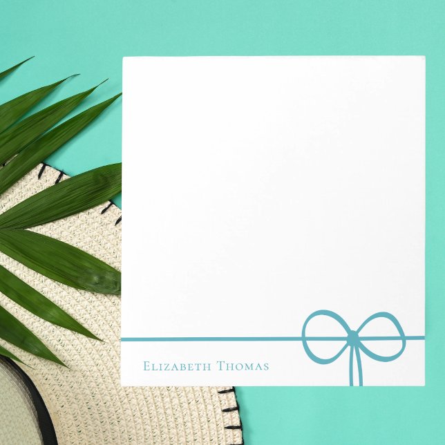 Elegant Modern Minimalist Stylish Blue Bow Notepad (Creator Uploaded)