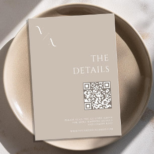 Elegant Modern Minimalist Taupe Wedding Enclosure Card