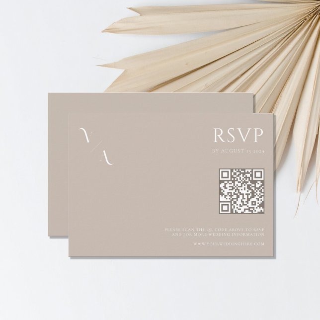 Elegant Modern Minimalist Taupe Wedding RSVP Card (Creator Uploaded)
