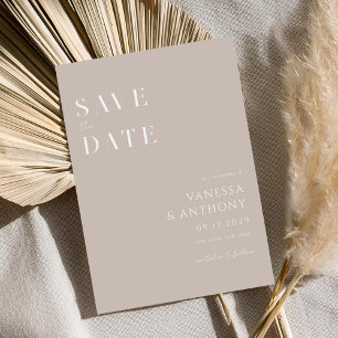 Elegant Modern Minimalist Taupe Wedding  Save The Date