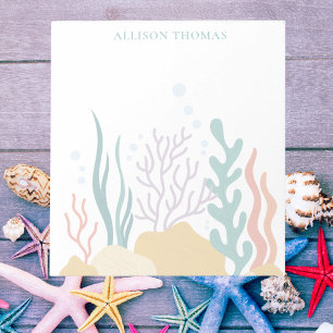 Elegant Modern Minimalist Tropical Sea Monogrammed Notepad