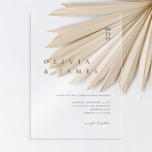 Elegant Modern Minimalist Wedding Acrylic Invitations