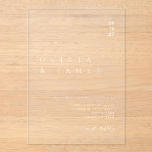 Elegant Modern Minimalist Wedding Acrylic Invitations