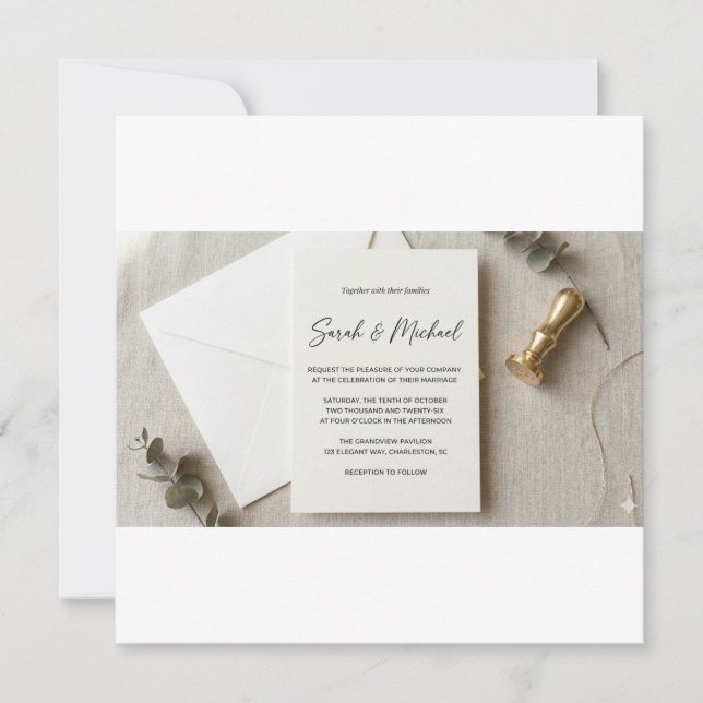 Elegant Modern Minimalist Wedding Invitation (Front)