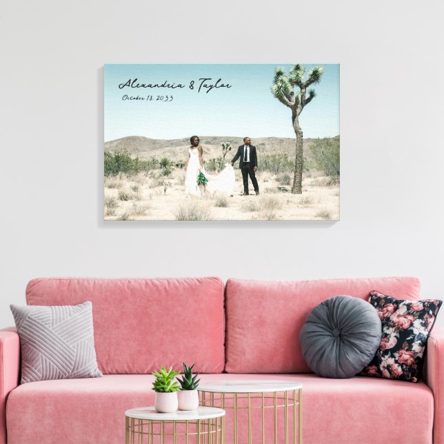 Elegant Modern Minimalist Wedding Photo Canvas Print (Insitu(LivingRoom))
