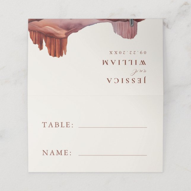 Elegant Modern Minimalist Wedding Place Card (Outside Unfolded)