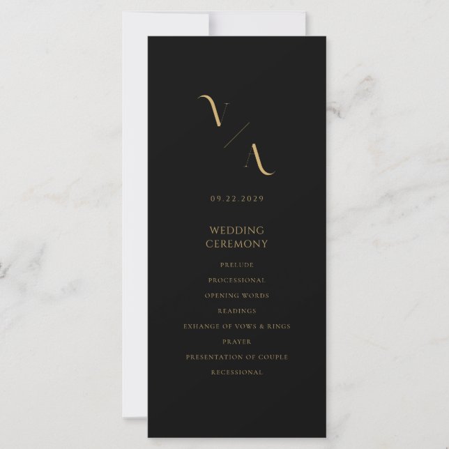 Elegant Modern Minimalist Wedding Program (Front)