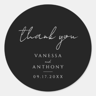 Elegant Modern Minimalist Wedding Thank You Classic Round Sticker
