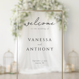 Elegant Modern Minimalist Wedding Welcome Acrylic Sign