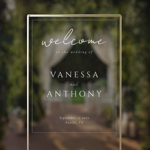 Elegant Modern Minimalist Wedding Welcome Acrylic Sign