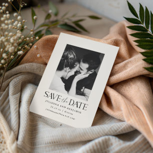 Elegant Modern Minimalist White Photo Wedding Save The Date