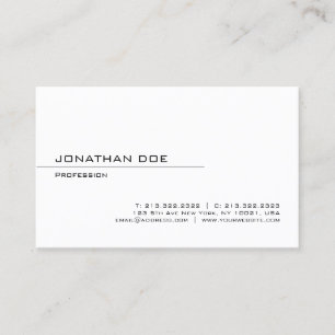 Elegant Modern Minimalist White Plain Professional Business Card