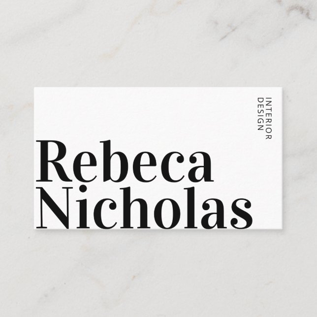 Elegant Modern Minimalistic interior designer Business Card (Front)