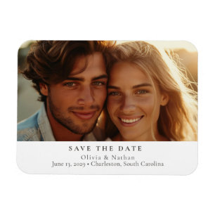 Elegant Modern Minimalistic Photo Save the Date Magnet