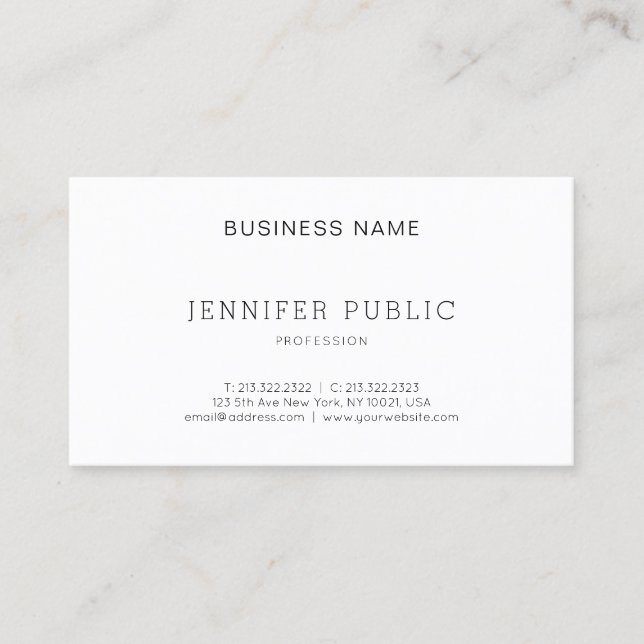 Elegant Modern Minimalistic Professional Plain Business Card (Front)