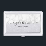 Elegant modern mint glitter makeup artist business card holder<br><div class="desc">Modern design featuring faux glitter texture,  white marble and elegant calligraphy font.</div>