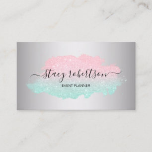 Elegant modern mint & rose gold glitter planner business card