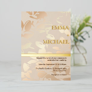 Elegant Modern Monochrome Gold Foil Invitation
