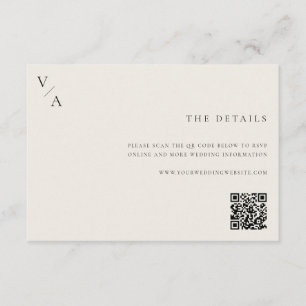 Elegant Modern Monogram Black and Ivory Wedding Enclosure Card
