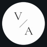 Elegant Modern Monogram Black and White Wedding Classic Round Sticker<br><div class="desc">Modern monogram wedding stickers in black and white colour.</div>