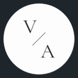 Elegant Modern Monogram Black and White Wedding Classic Round Sticker<br><div class="desc">Modern monogram wedding stickers in black and white colour.</div>