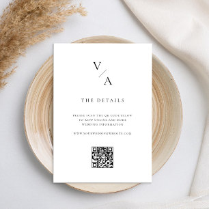 Elegant Modern Monogram Black and White Wedding Enclosure Card