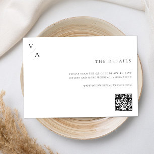 Elegant Modern Monogram Black and White Wedding Enclosure Card