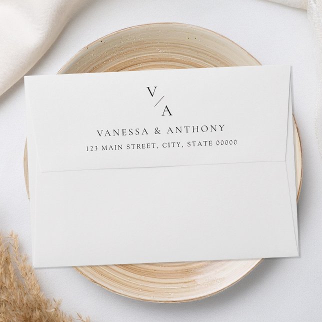 Elegant Modern Monogram Black and White Wedding Envelope (Creator Uploaded)