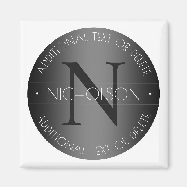 Elegant Modern Monogram Black & White Shading Magnet (Front)