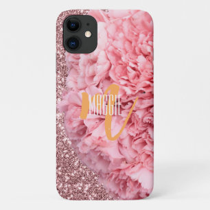 Elegant Modern monogram Blush pink Glitter Girly Case-Mate iPhone Case