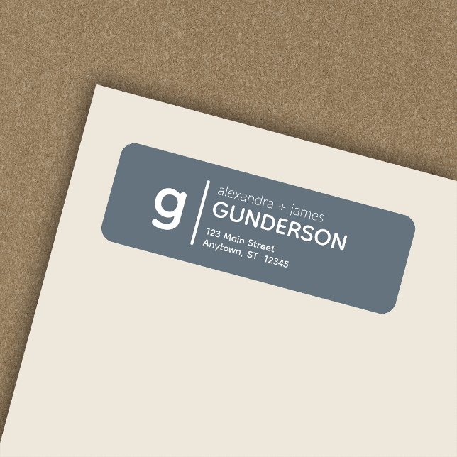 Elegant Modern Monogram Dusty Blue Return Address (Creator Uploaded)