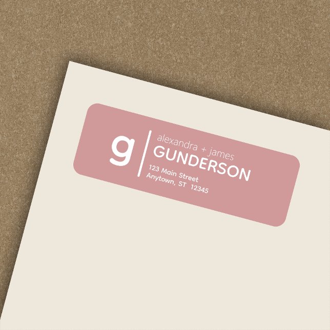 Elegant Modern Monogram Dusty Rose Return Address (Creator Uploaded)