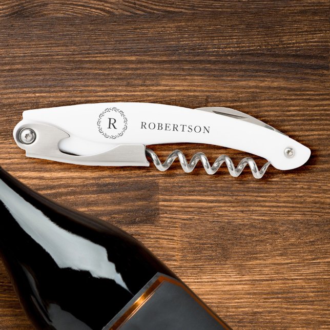Elegant Modern Monogram Family Name Corkscrew (Creator Uploaded)