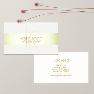 Elegant Modern Monogram Faux Green Foil Stripe Business Card