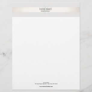 Elegant Modern Monogram FAUX Silver Striped Custom Letterhead