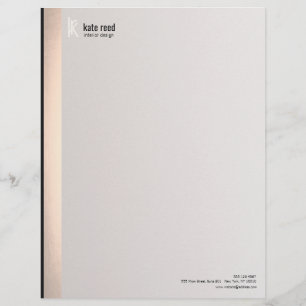 Elegant Modern Monogram FAUX Silver Striped Personalised Letterhead