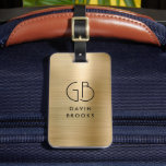 Elegant Modern Monogram Gold Brushed Glam Metallic Luggage Tag<br><div class="desc">Elegant Monogrammed Gold Brushed Metallic Bag Tag</div>