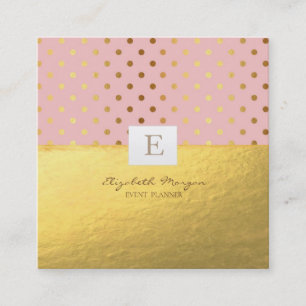 Elegant Modern  Monogram Gold ,Dots Square Business Card