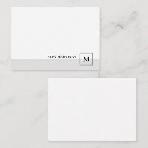 Elegant Modern Monogram Grey Border Initial Name Card