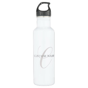 Elegant Modern Monogram   Grey & White (editable) 710 Ml Water Bottle
