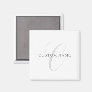 Elegant Modern Monogram   Grey & White (editable) Magnet