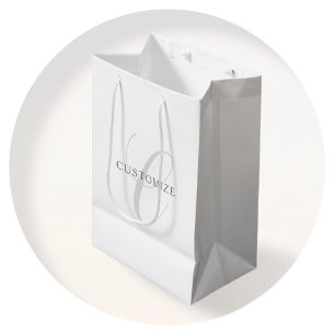 Elegant Modern Monogram   Grey & White (editable) Medium Gift Bag
