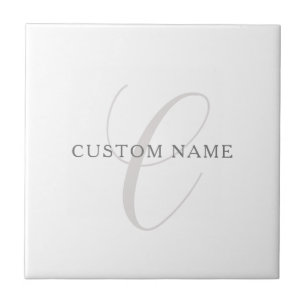 Elegant Modern Monogram   Grey & White (editable) Tile