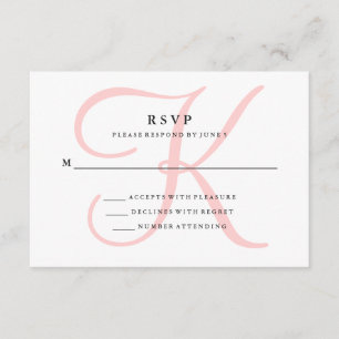 Elegant Modern Monogram in Pink RSVP Card